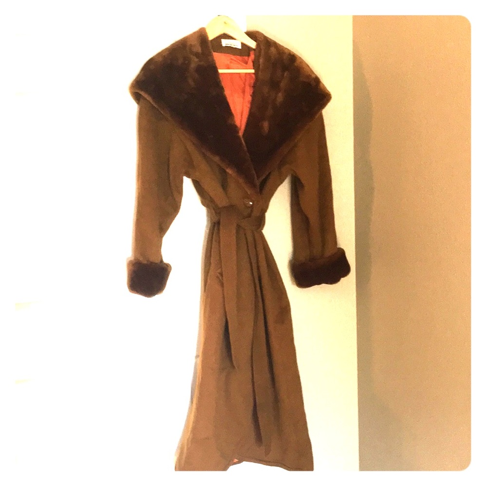 Faux Fur mid calf jacket with hood!!!